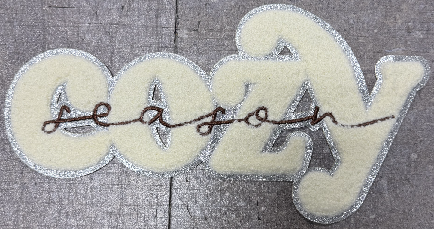 Cozy Season White - Chenille/Sequins Iron On Patch