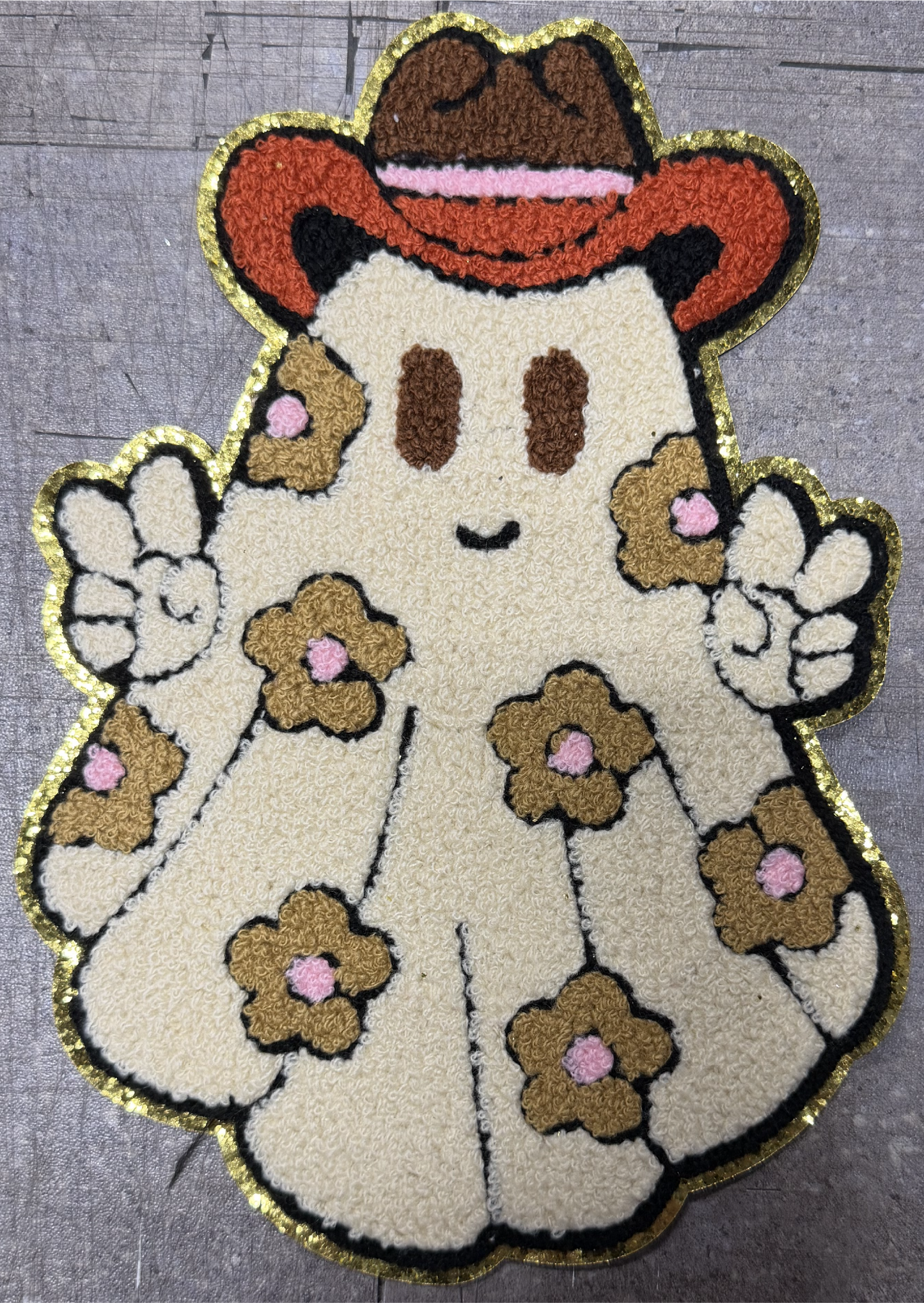 Cowboy Ghost - Chenille/Sequins Iron On Patch