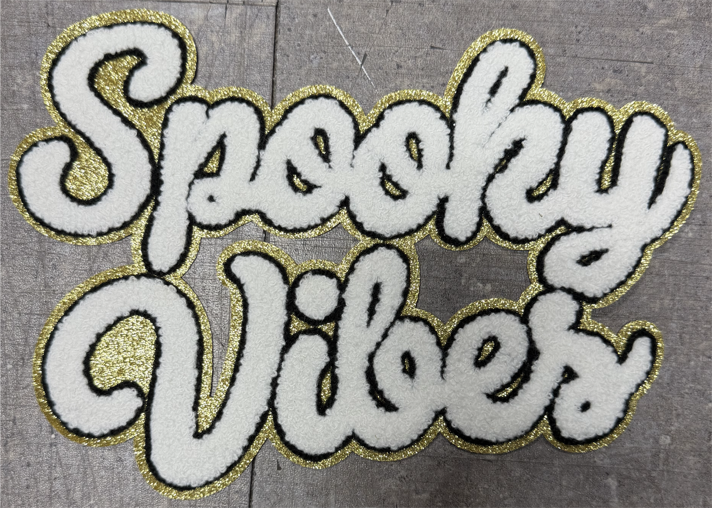 Spooky Vibes Cursive - Chenille/Sequins Iron On Patch
