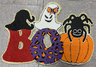Boo Hat Ghost Spider - Chenille/Sequins Iron On Patch