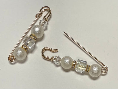 White and Clear Hat Pins (3 beads)