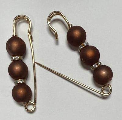 Brown Hat Pins (3 beads)