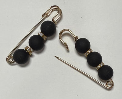 Black Silicone Hat Pins (3 beads)