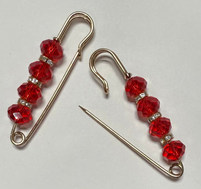 Red Clear Hat Pins (4 beads)