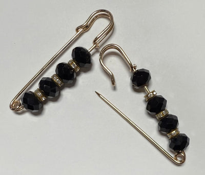 Black Clear Hat Pins (4 beads)