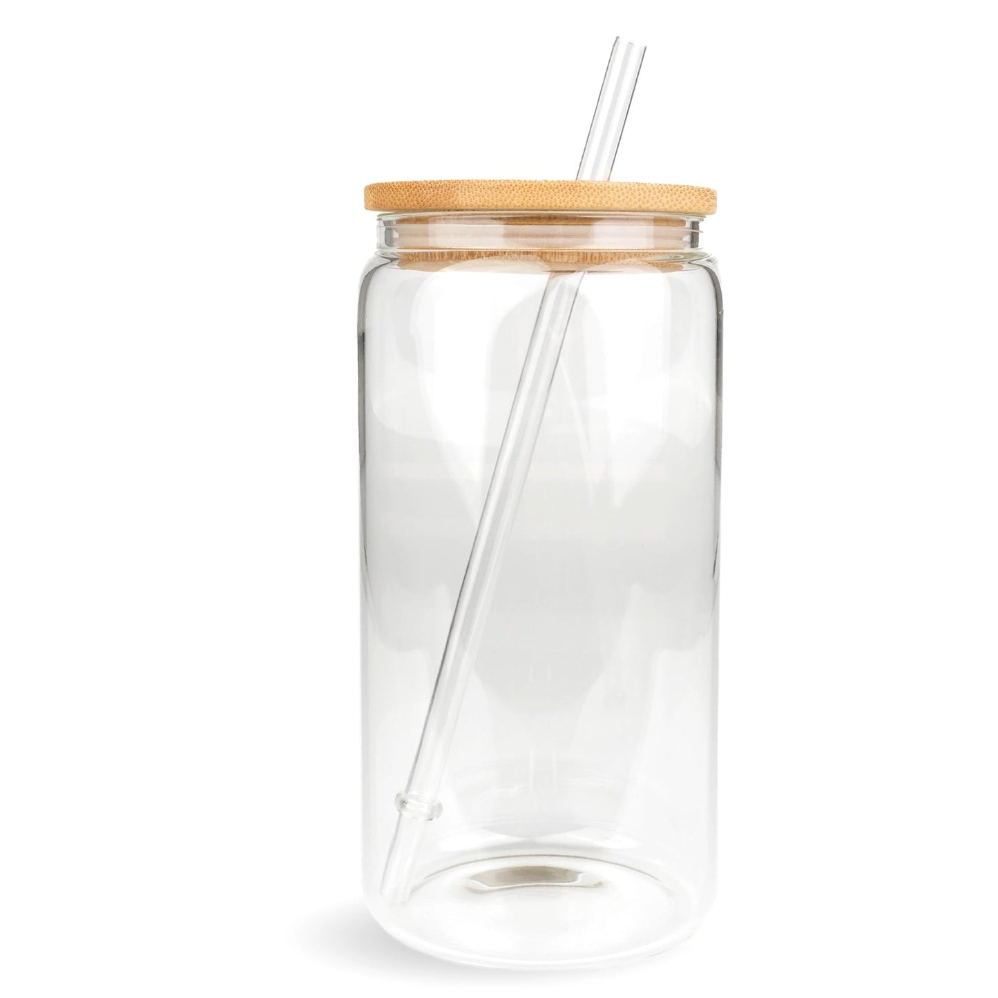 Glass Can - with Lid and Straw