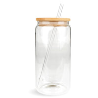 Glass Can - with Lid and Straw
