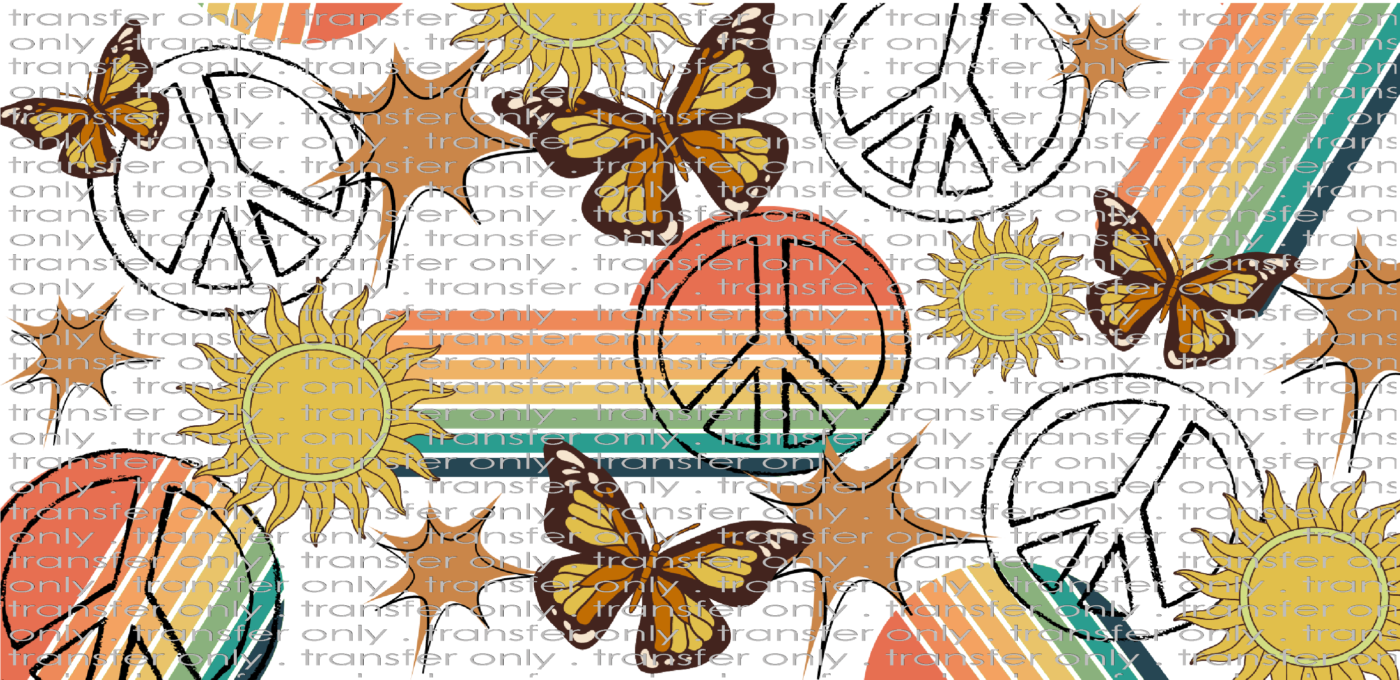 Wrapped Peace Sign NAT UV 106 Peace Sign Butterflies and Rainbows UV DTF 16oz Wrap ...
