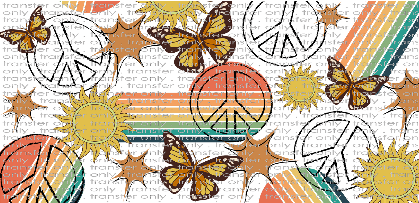 NAT UV 106 Peace Sign Butterflies and Rainbows UV DTF 16oz Wrap