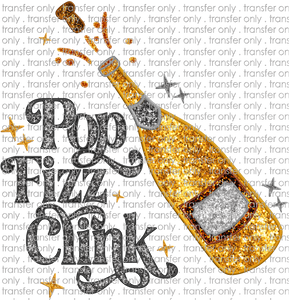 NYE 31 Pop Fizz Click Gold Bottle Faux Glitter