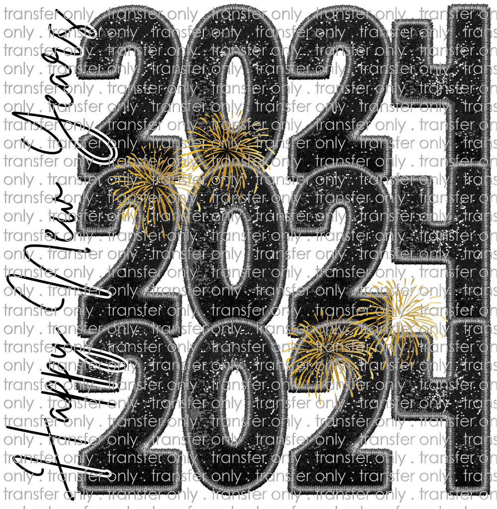NYE 41 Happy New Year Faux Embroidery 2024 stacked