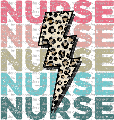 PROF 76 Nurse Distressed Leopard Lightning Bolt