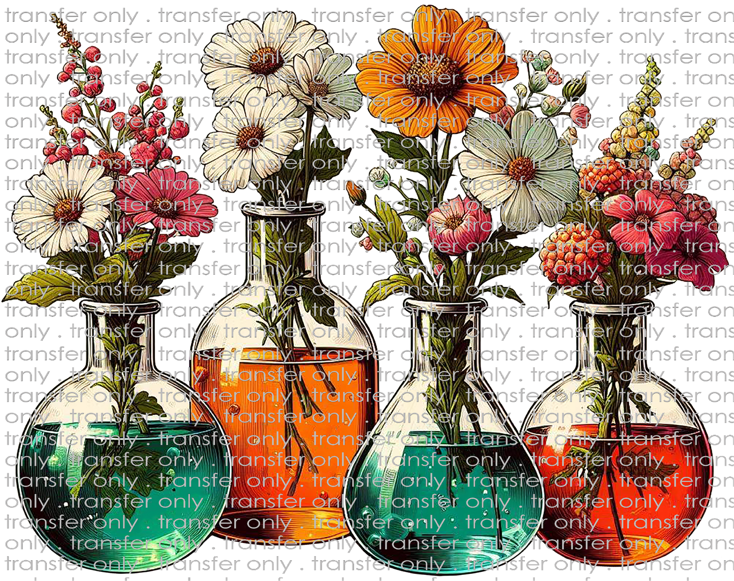 SCH 1019 Science Beakers with Flowers