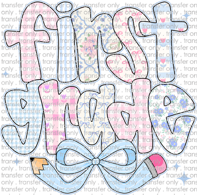 SCH 2089 First Grade Pink and Blue Patterns with Bow