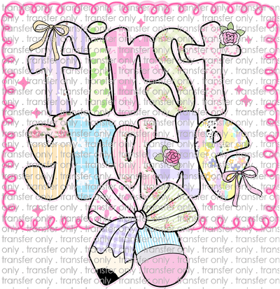 SCH 2090 First Grade Pink Swirl with Pattern Bow
