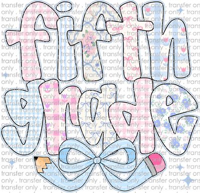 SCH 2094 Fifth Grade Pink and Blue Patterns with Bow