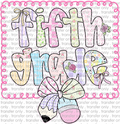 SCH 2095 Fifth Grade Pink Swirl with Pattern Bow