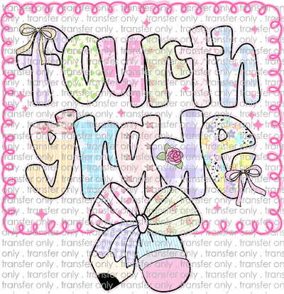 SCH 2123 Fourth Grade Pink Swirl with Pattern Bow