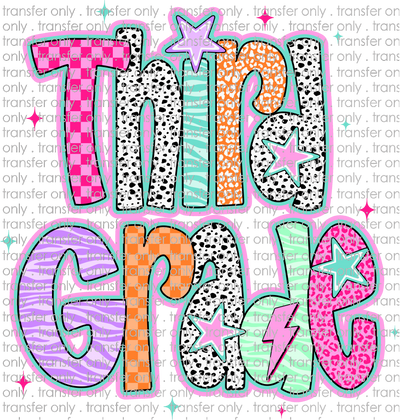 SCH 2259 3rd Grade Doodle Stars Dalmatian Pink Purple Orange Teal