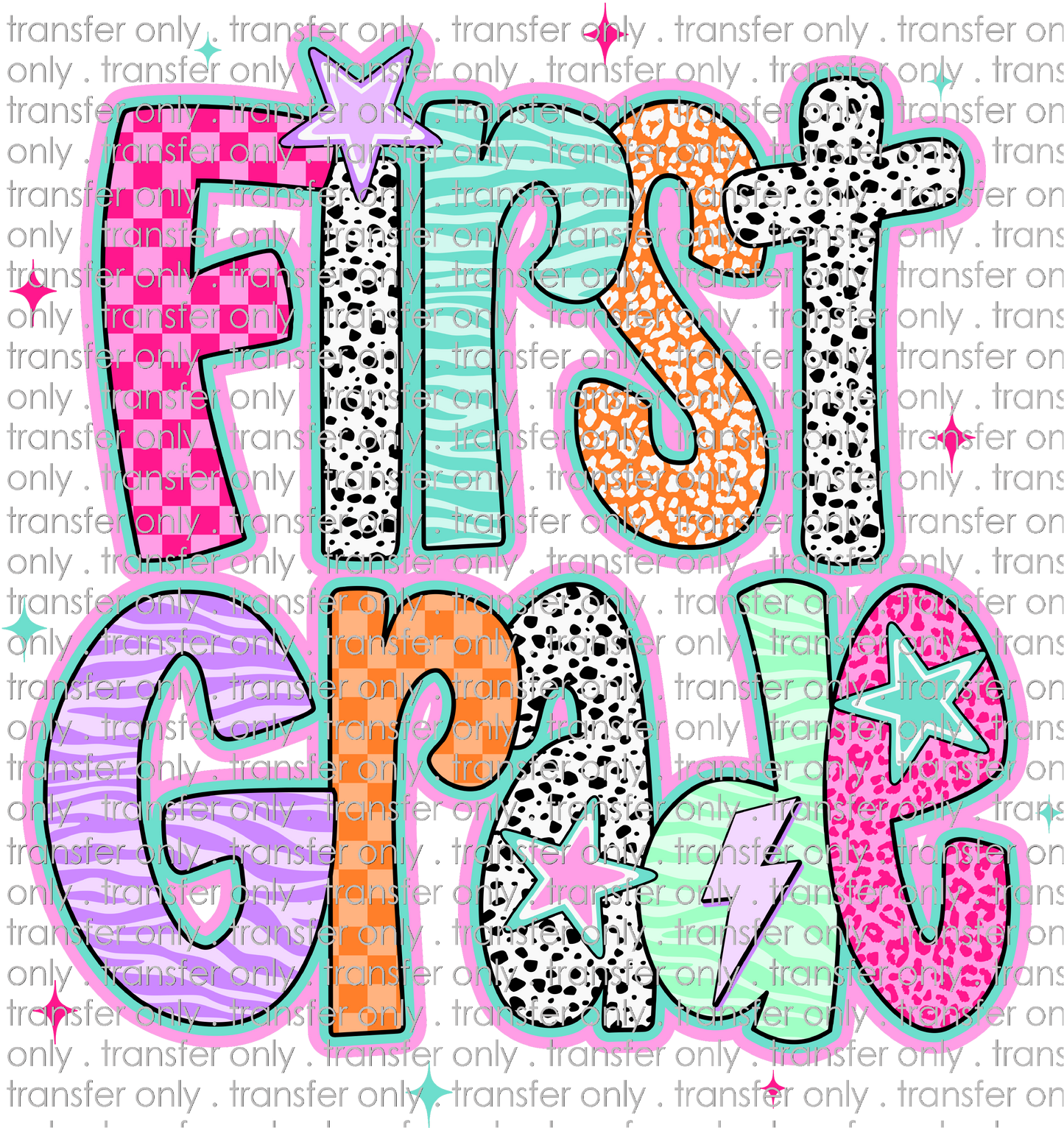 SCH 2260 1st Grade Doodle Stars Dalmatian Pink Purple Orange Teal