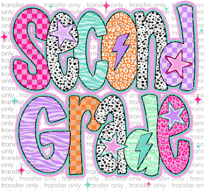 SCH 2261 2nd Grade Doodle Stars Dalmatian Pink Purple Orange Teal