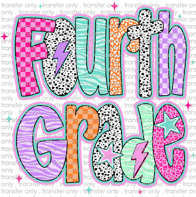 SCH 2262 4th Grade Doodle Stars Dalmatian Pink Purple Orange Teal