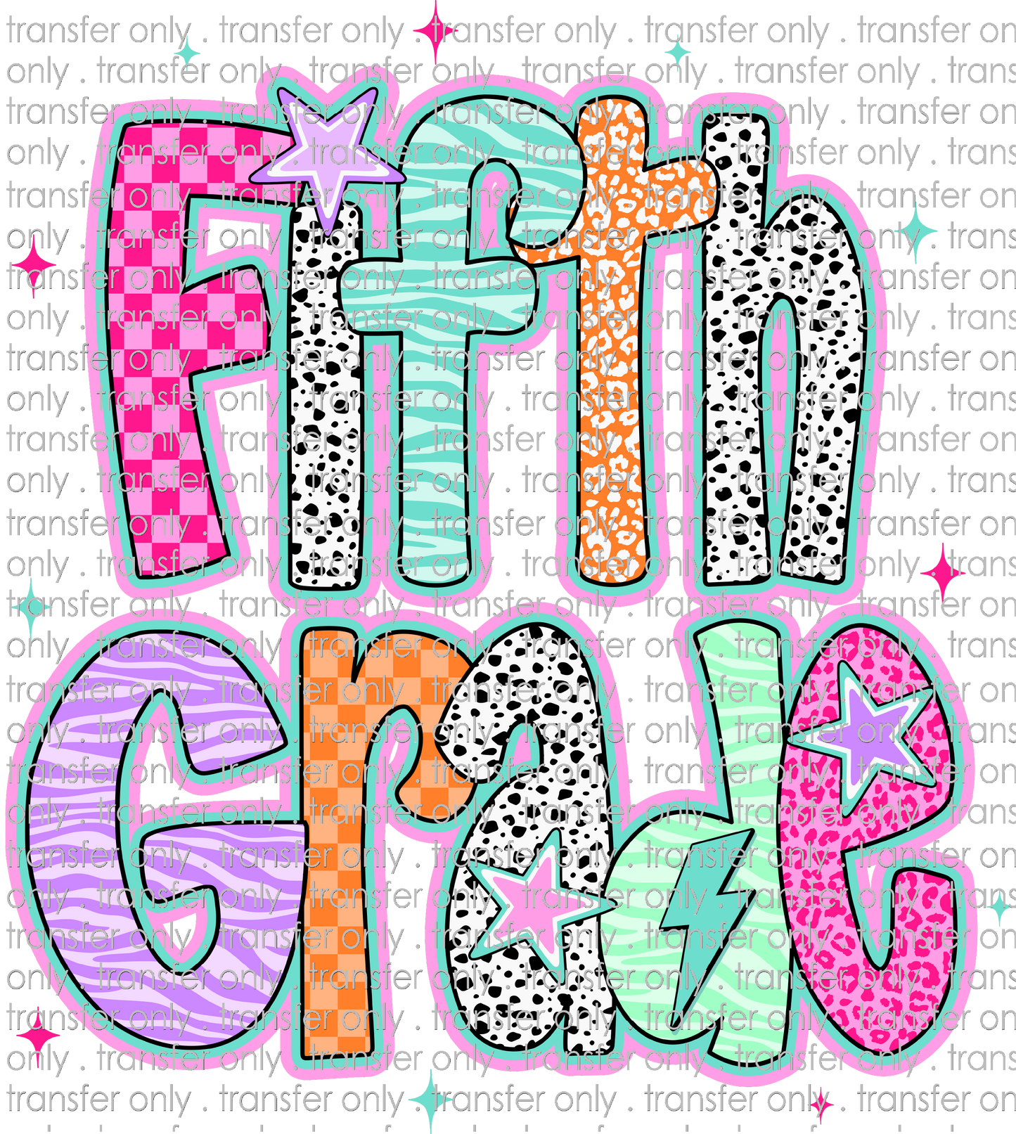 SCH 2263 5th Grade Doodle Stars Dalmatian Pink Purple Orange Teal