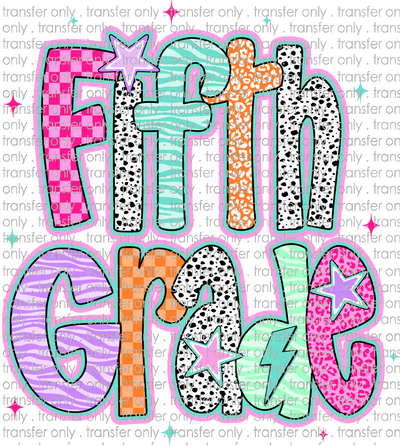 SCH 2263 5th Grade Doodle Stars Dalmatian Pink Purple Orange Teal