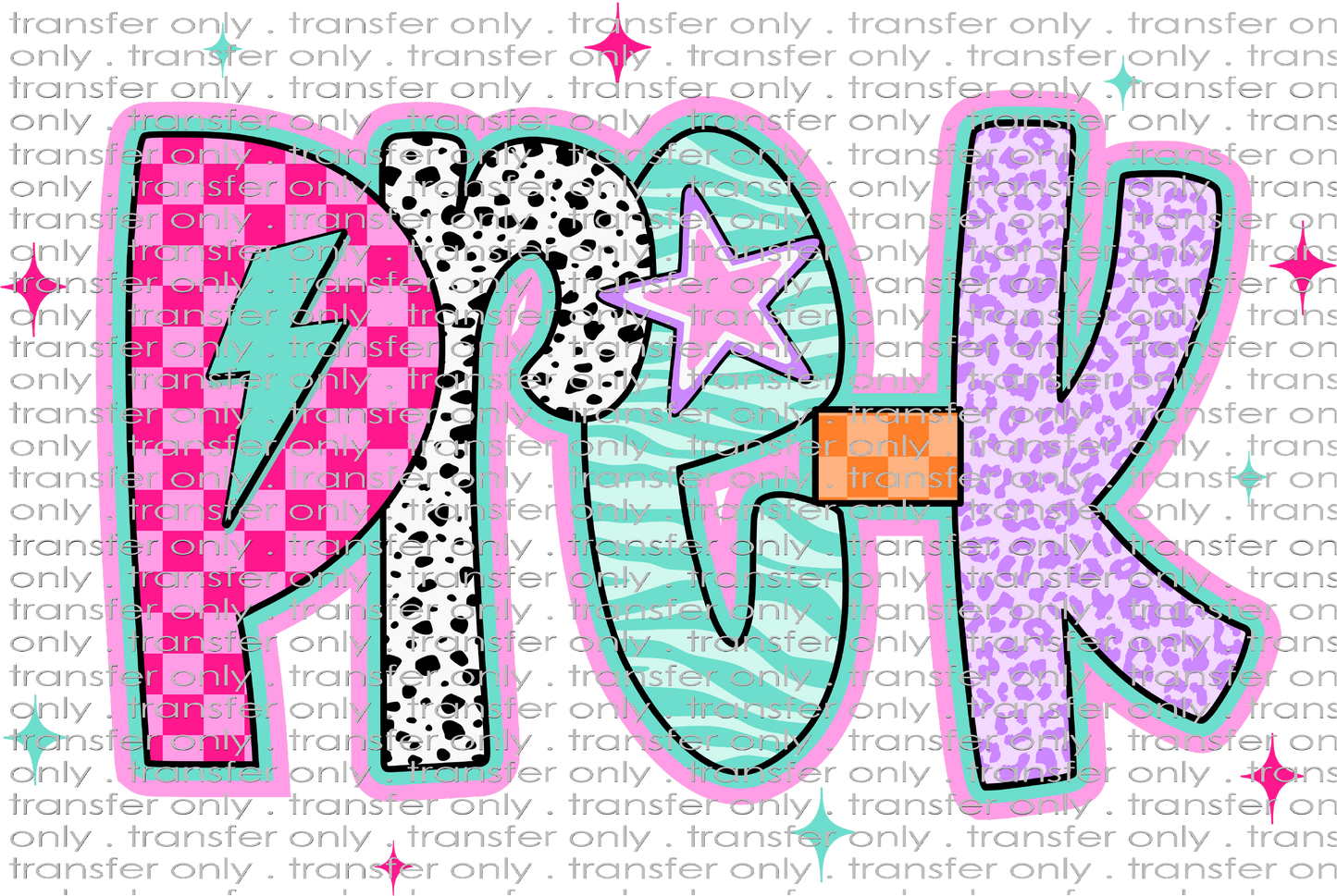 SCH 2264 Pre-K Doodle Stars Dalmatian Pink Purple Orange Teal