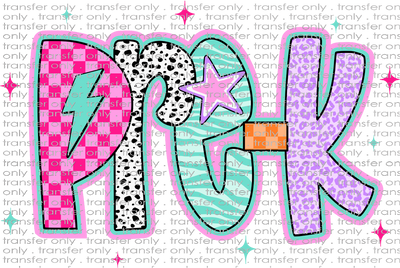 SCH 2264 Pre-K Doodle Stars Dalmatian Pink Purple Orange Teal