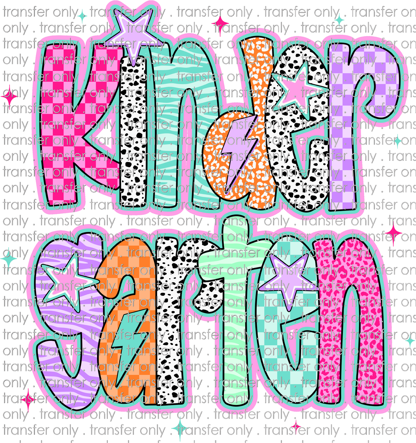 SCH 2266 Kindergarten Doodle Stars Dalmatian Pink Purple Orange Teal