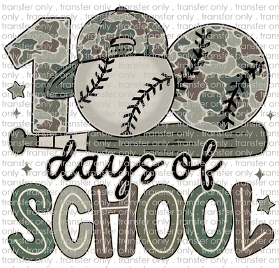 SCH 2307 Camo 100 Days of School Baseball