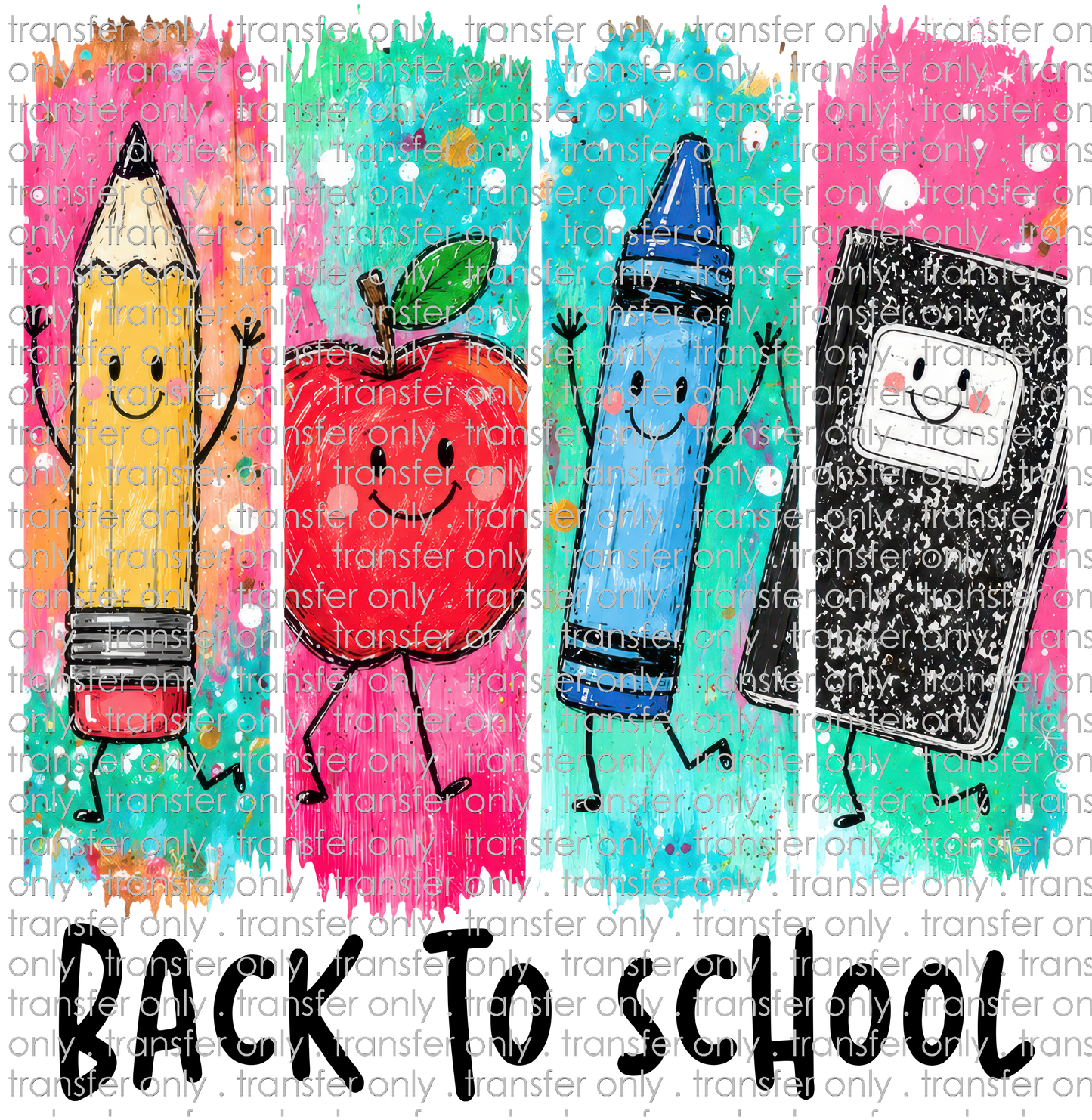 SCH 2344 Pencil, Crayon, Apple, Notebook Back to School Black
