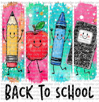 SCH 2344 Pencil, Crayon, Apple, Notebook Back to School Black