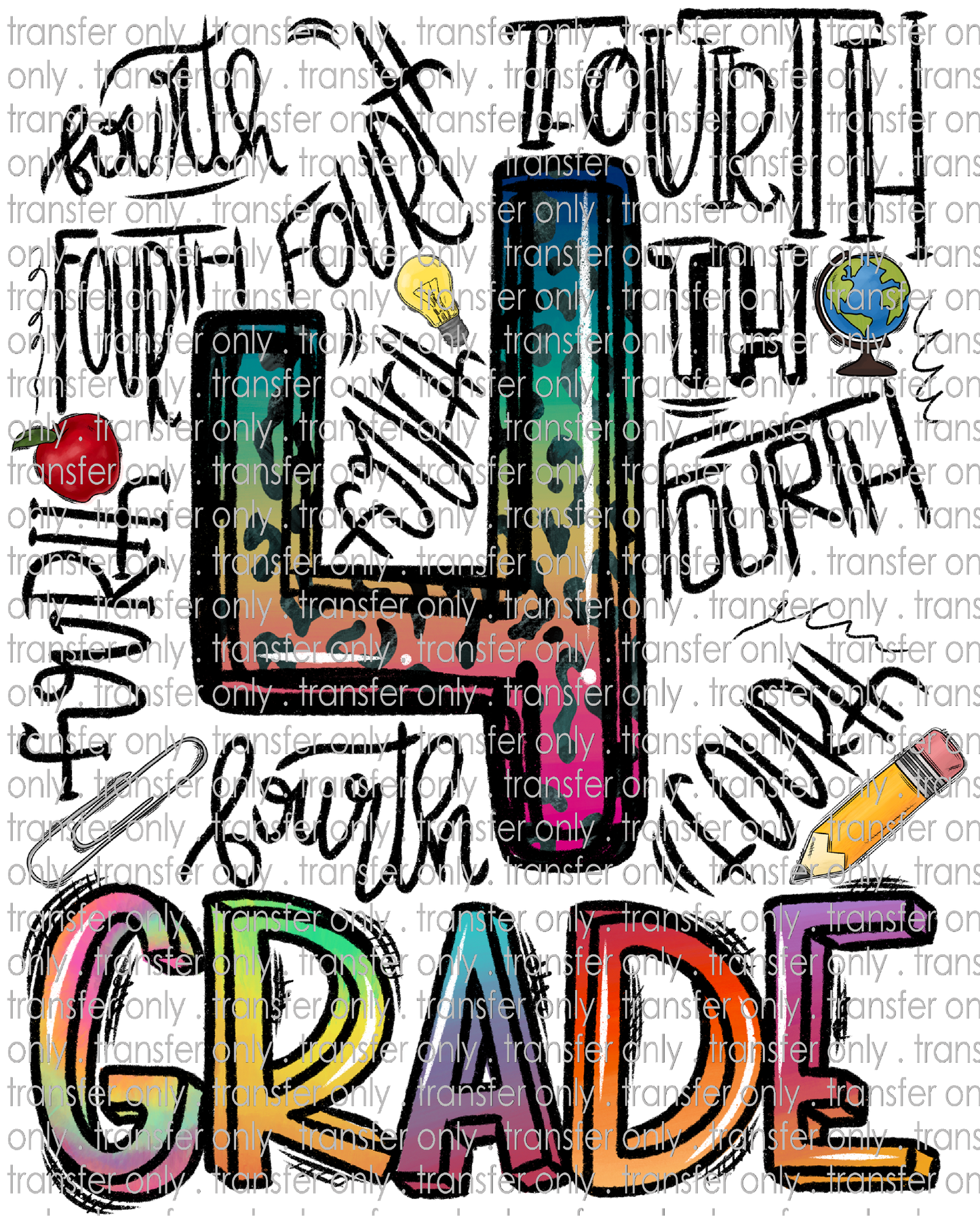 SCH 770 4th Grade Teacher Tie Dye Word Art