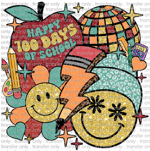 SCH 860 Happy 100 Days of School Retro Faux Glitter