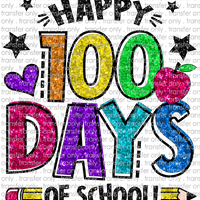 SCH 861 Jewel Colors Happy 100 Days of School Faux Glitter