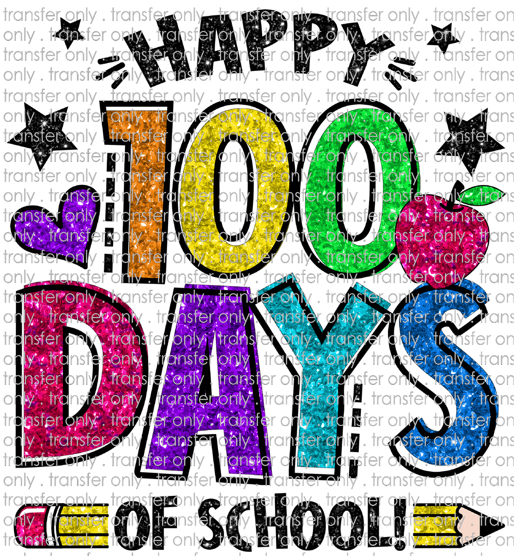 SCH 861 Jewel Colors Happy 100 Days of School Faux Glitter