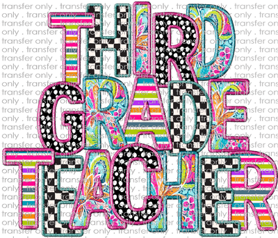 UVSCH 930 Third Grade Teacher Patchwork Applique