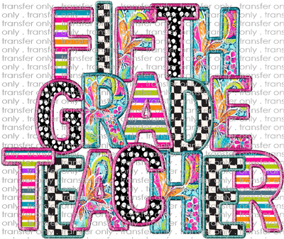 UVSCH 935 Fifth Grade Teacher Patchwork Applique