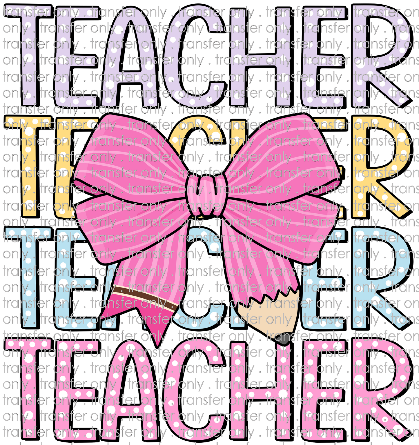 SCH 959 Stacked Teacher With Pink Bow