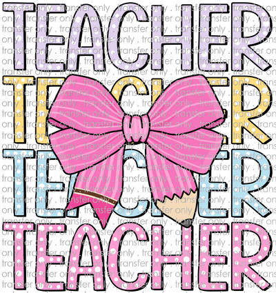 SCH 959 Stacked Teacher With Pink Bow