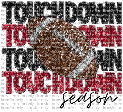 SCHMAS 281 Touchdown Season Red and Black Faux Glitter