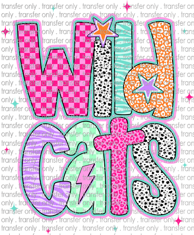 SCHMAS 633 Wildcats Doodle Vertical Stars Dalmatian Pink Purple