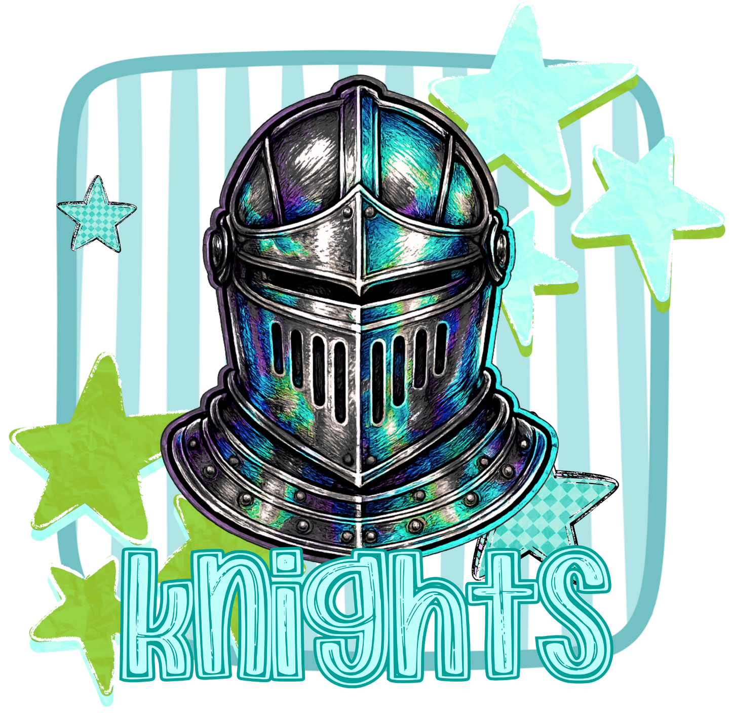 SCHMAS 711 Knights Mascot with Teal Stripes and Stars