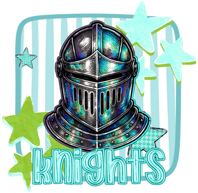 SCHMAS 711 Knights Mascot with Teal Stripes and Stars