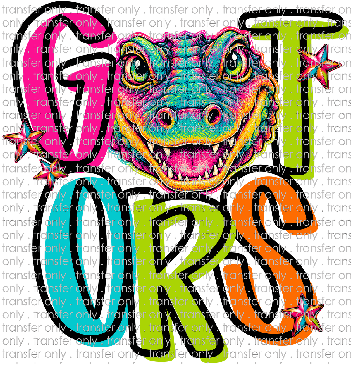 SCHMAS 751 Gators Tie Dye Gator with Multicolor Letters