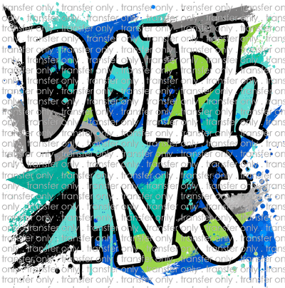 SCHMAS 760 Dolphins Blue and Green Paint Splatter