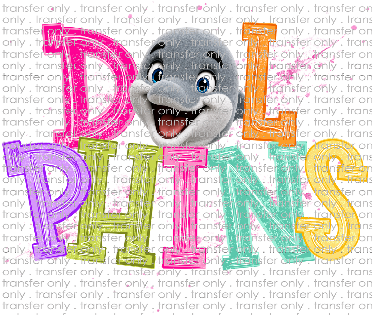 SCHMAS 762 Dolphins Colored Letters with Mascot Head