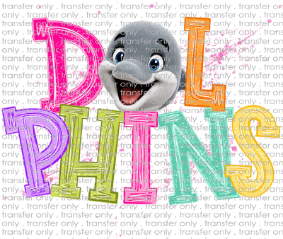 SCHMAS 762 Dolphins Colored Letters with Mascot Head